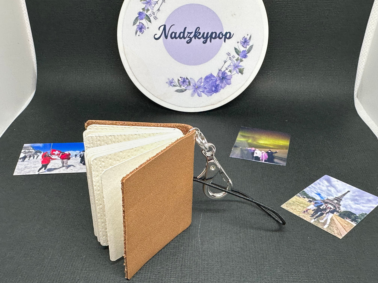 Mini Leather Photo Album keychain-no photo included