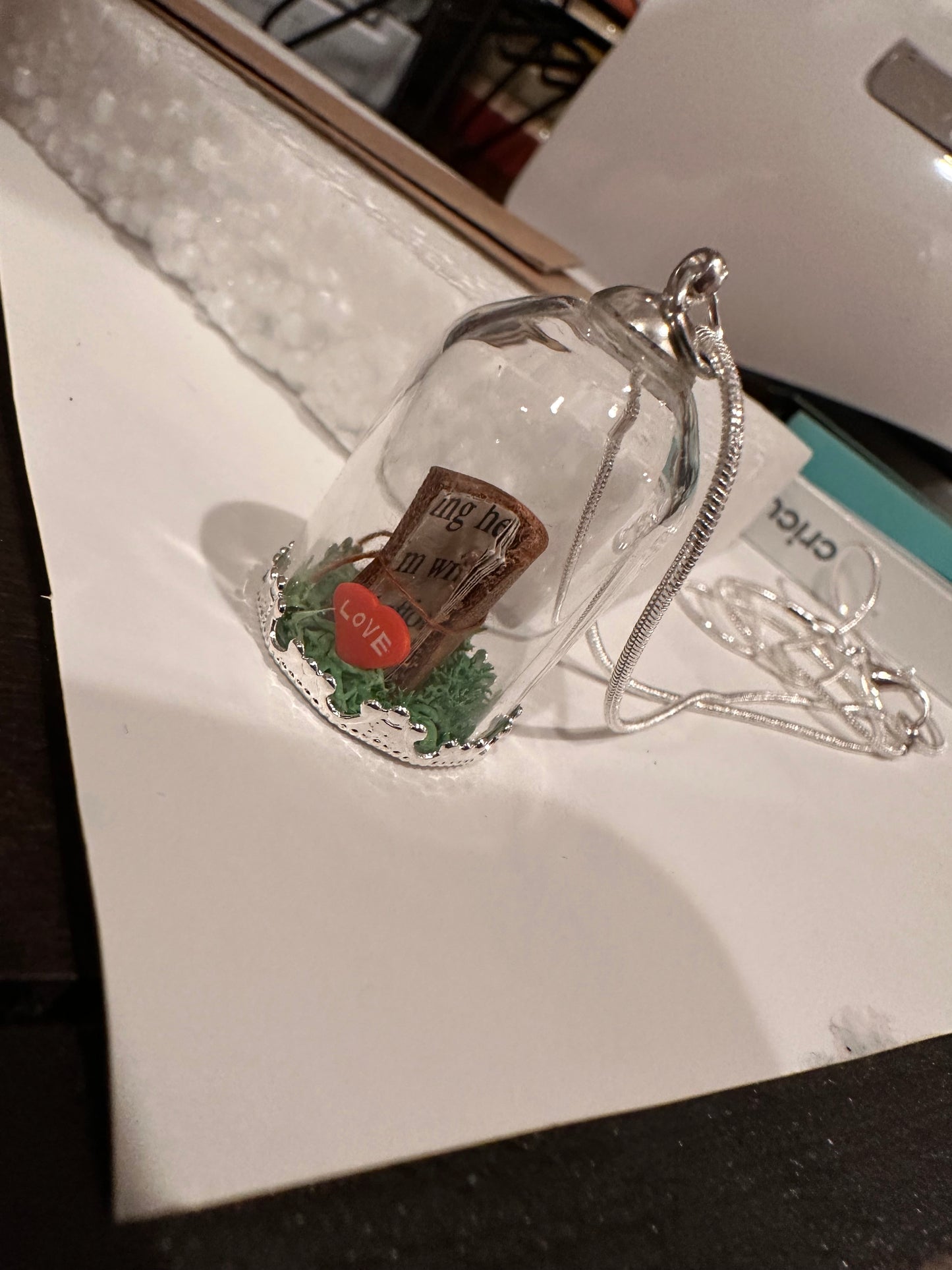 Handmade Mini Book in a Glass Dome Necklace