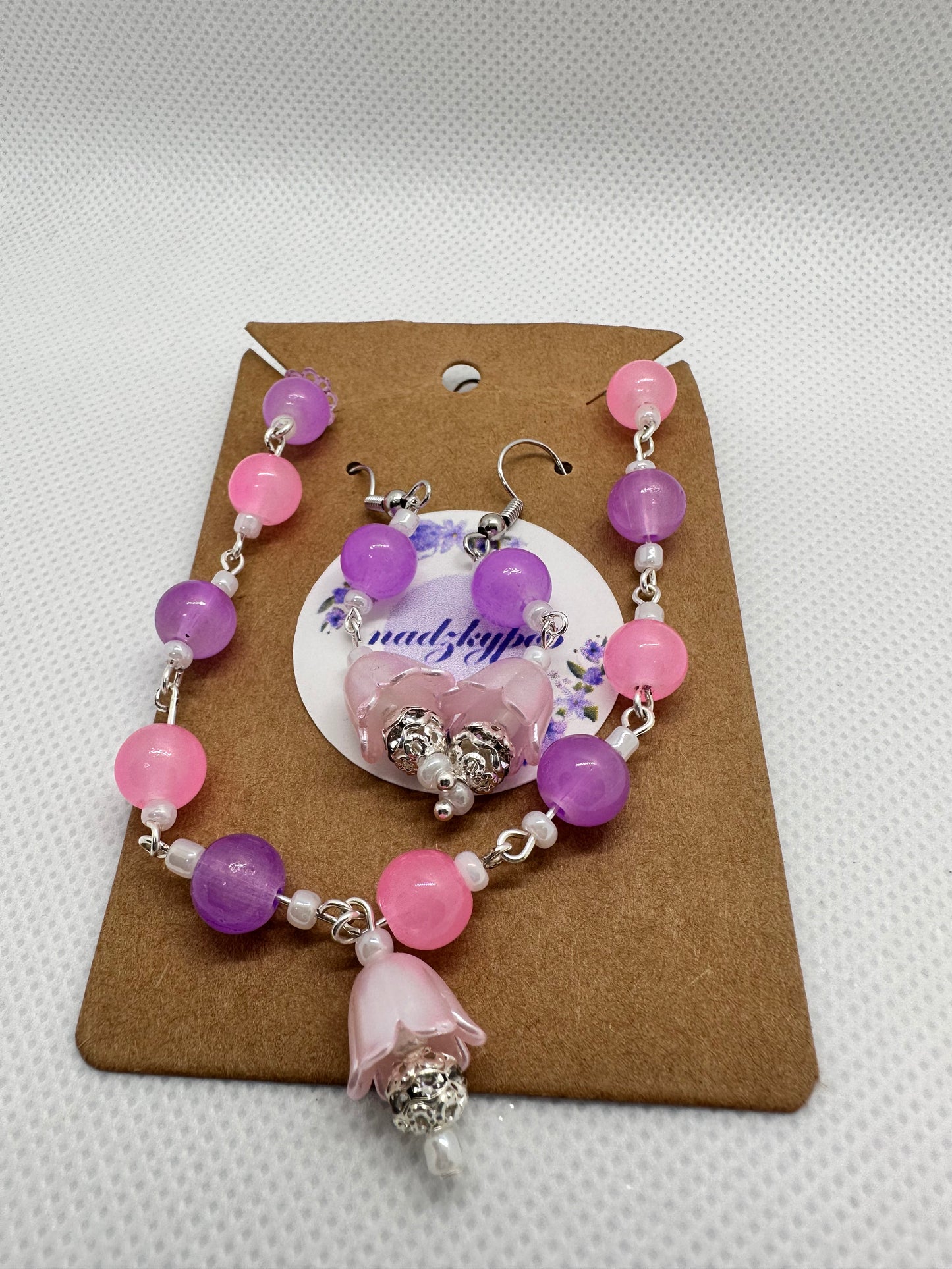 Handmade earring and bracelet set, glass beads