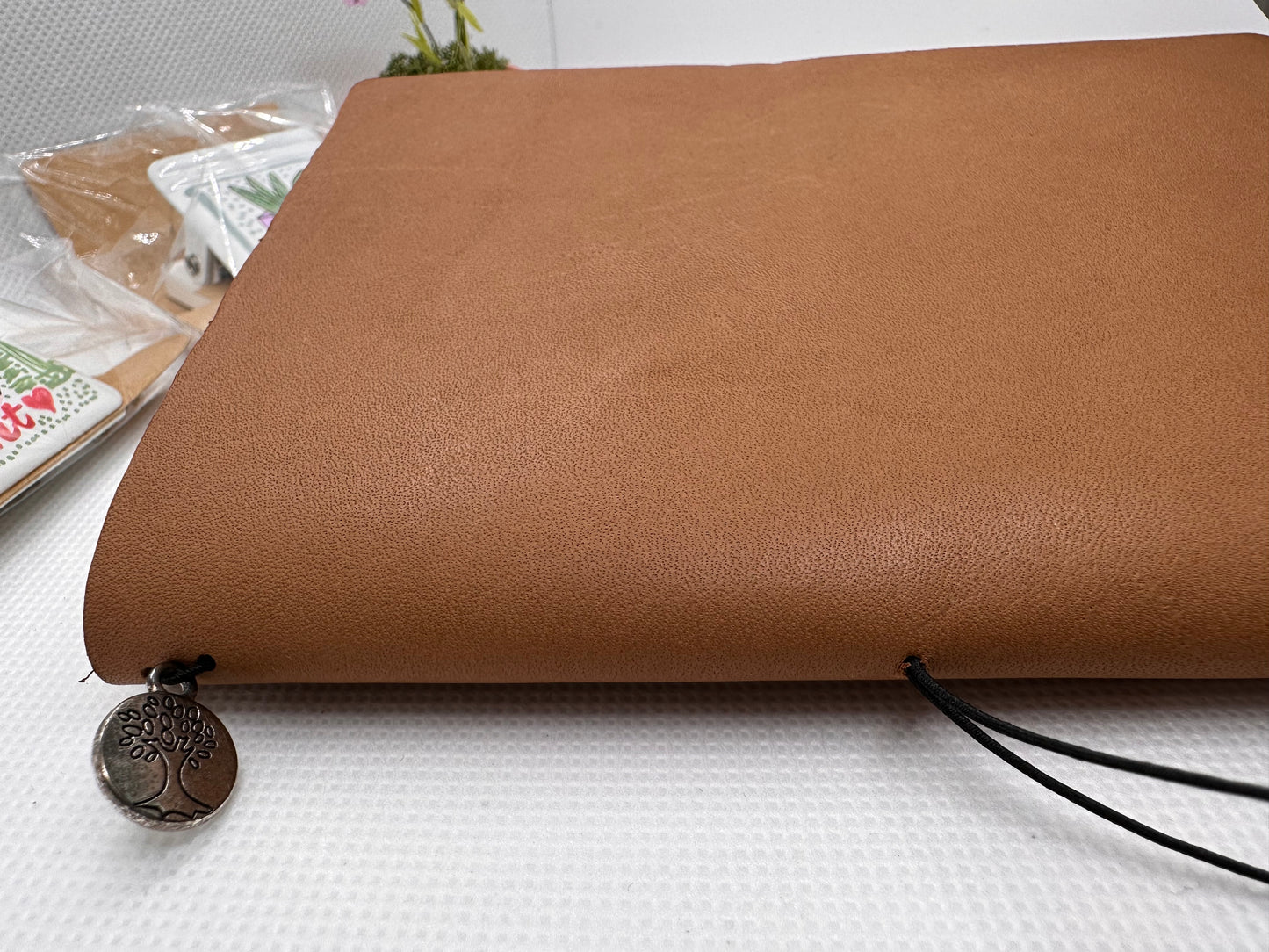 Handmade Leather Journal Cover with acompanying cloth drawstring-may customize