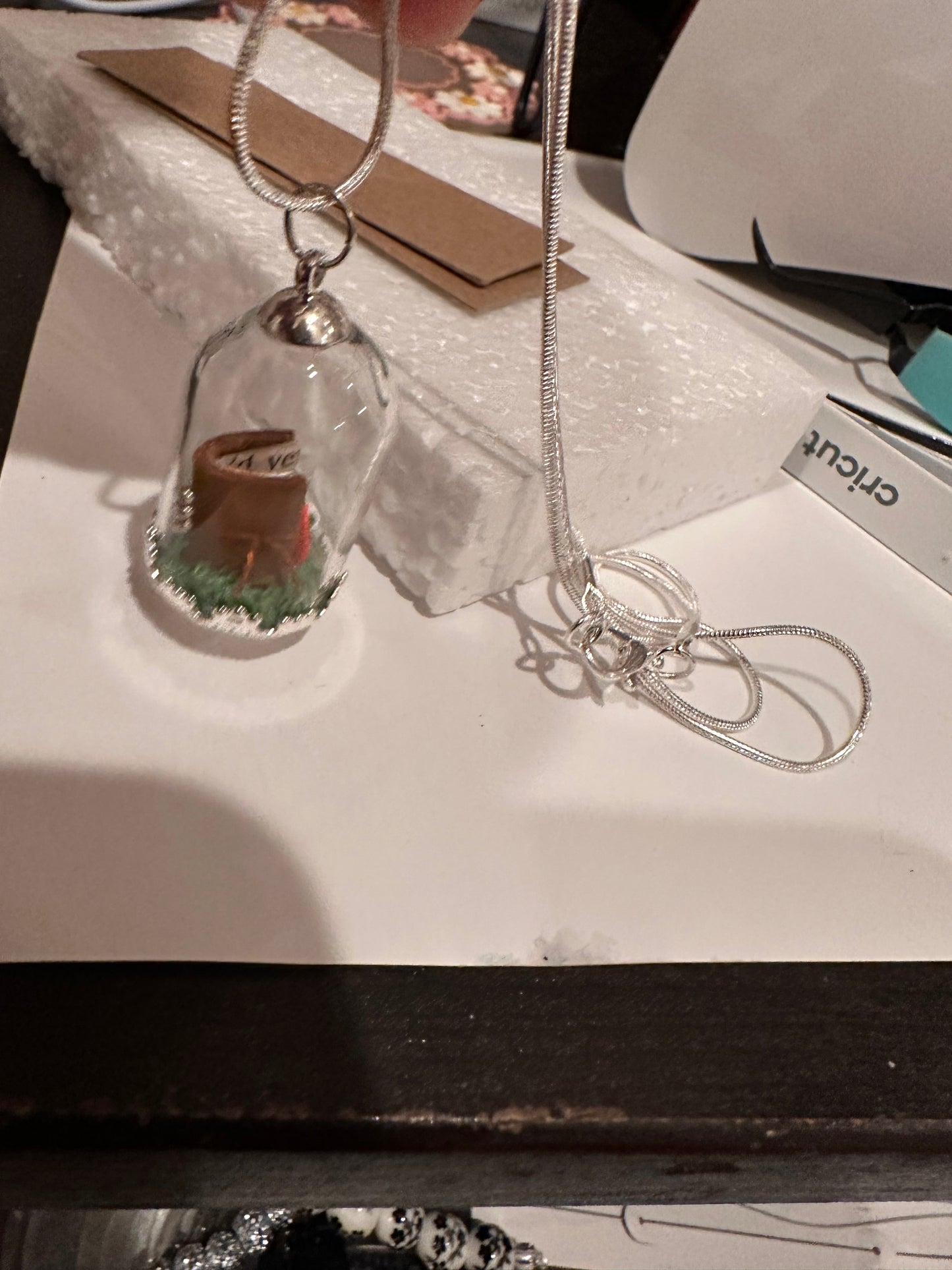 Handmade Mini Book in a Glass Dome Necklace