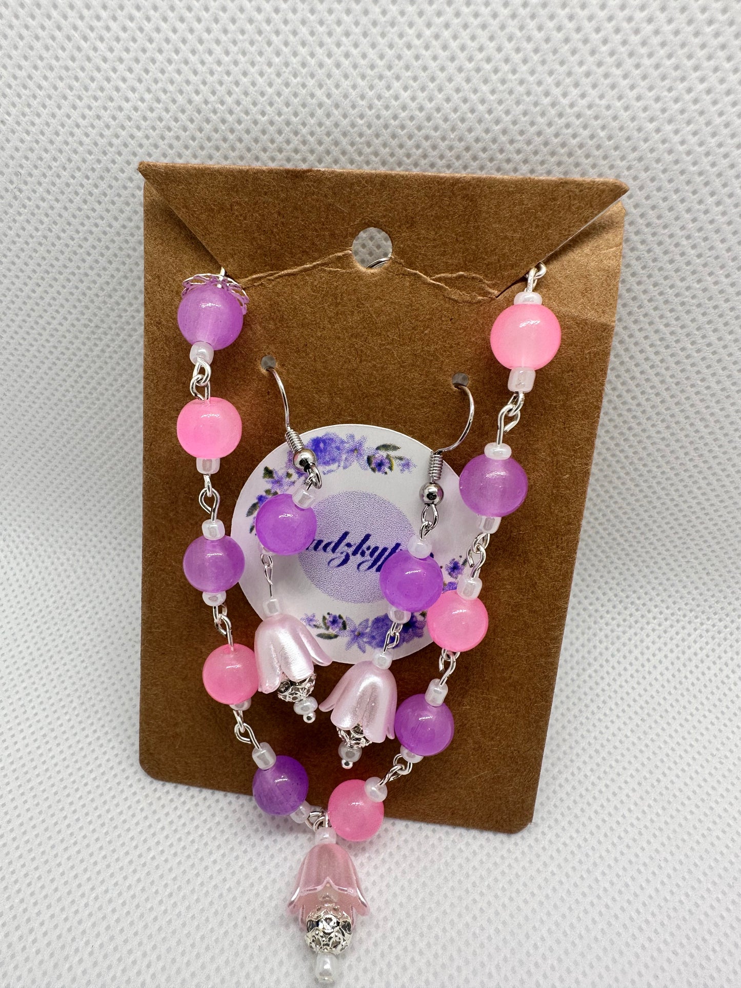 Handmade earring and bracelet set, glass beads